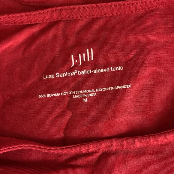 J Jill Luxe Supima Red Ballet Sleeve Tunic Top Soft Stretch Casual Medium - Picture 3 of 3